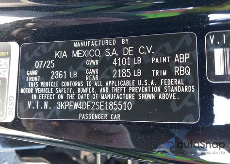 2025 Kia K4 Gt-Line из США, поврежденный, VIN 3KPFW4DE2SE185510